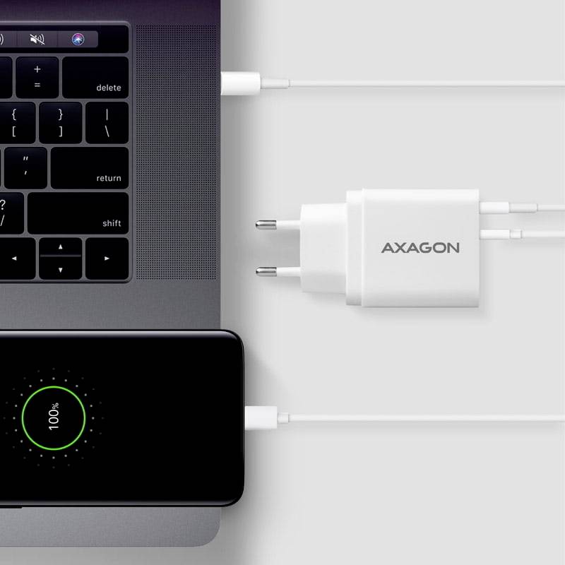 AXAGON ACU PQ22W ACU PQ22W USB oplader Stikdåse 2 x USB A USB C USB