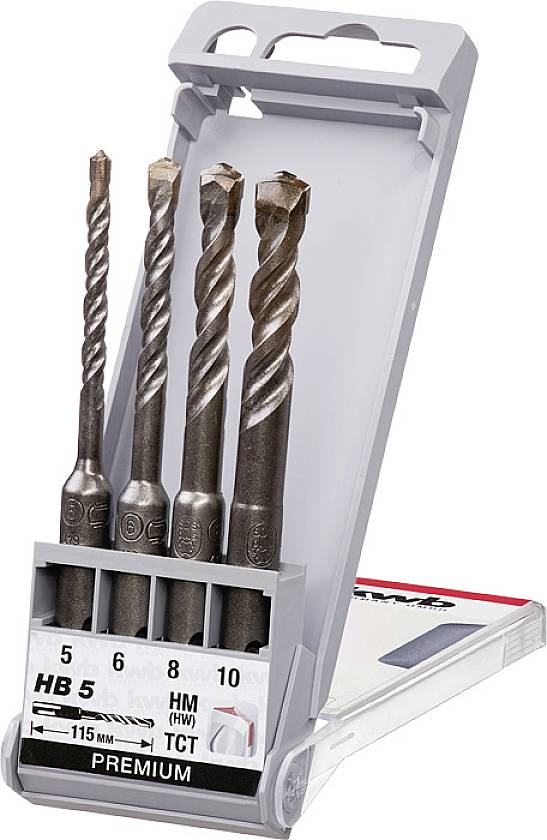 Kwb 240430 HSS Hammer Drill Bit Set 1 Piece 5 Mm 6 Mm 8 Mm 10 Mm