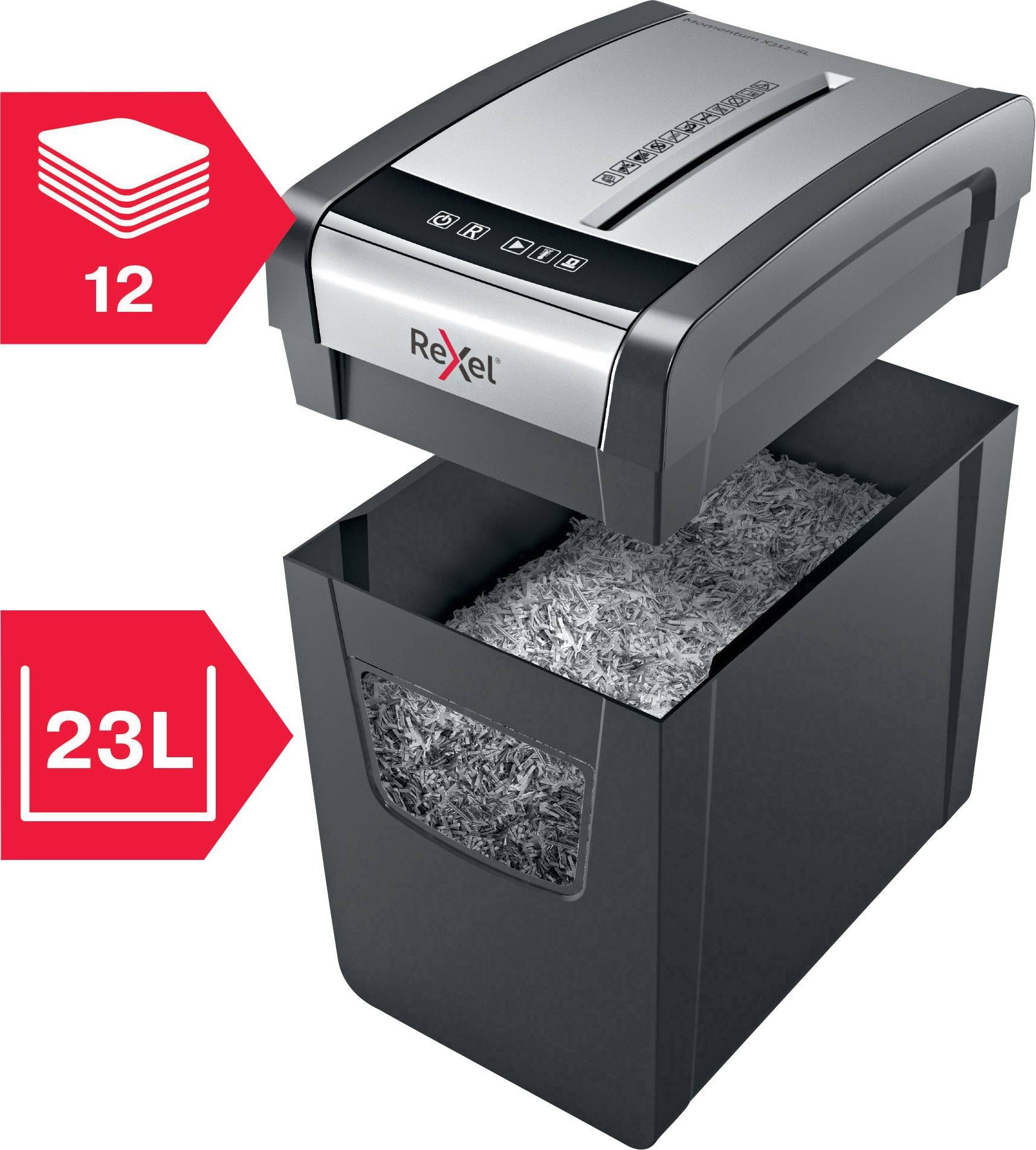 Rexel Momentum X312 Slim Document Shredder Particle Cut 5 X 42 Mm 23 L