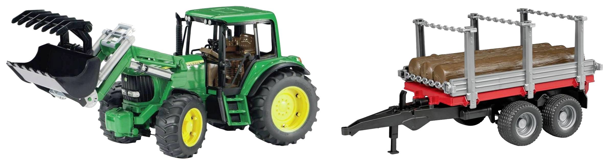 bruder John Deere Tracteur 6920 avec chargeur frontal remorque à bois