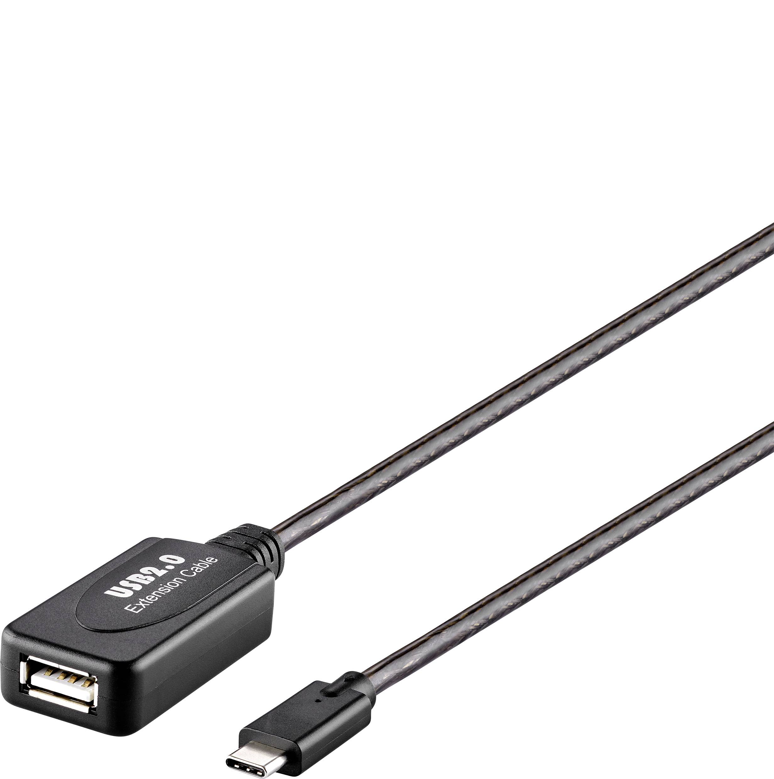 Renkforce USB kabel USB 2 0 USB C vtič USB A vtičnica 10 00 m črna