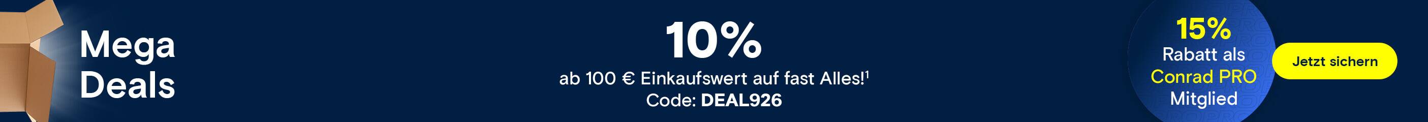 Conrad Mega Deals 10 % ab 100 € Einkaufswert auf fast alles!
