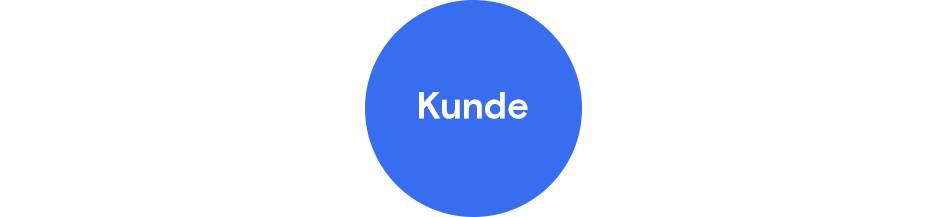 Blauer Kreis mit weißer Schrift "Kunde".