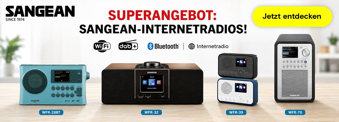 SANGEAN Internetradios im Superangebot: verschiedene Modelle mit WLAN, DAB+ und Bluetooth zum Entdecken.