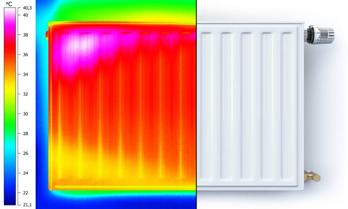 Utilisation d'une caméra thermique sur un radiateur