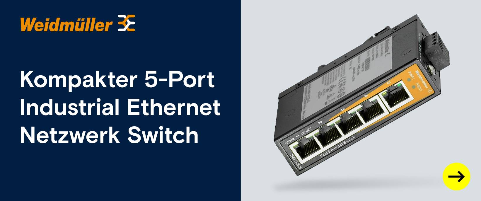 Weidmüller: Kompakter 5-Port Industrial Ethernet Switch.