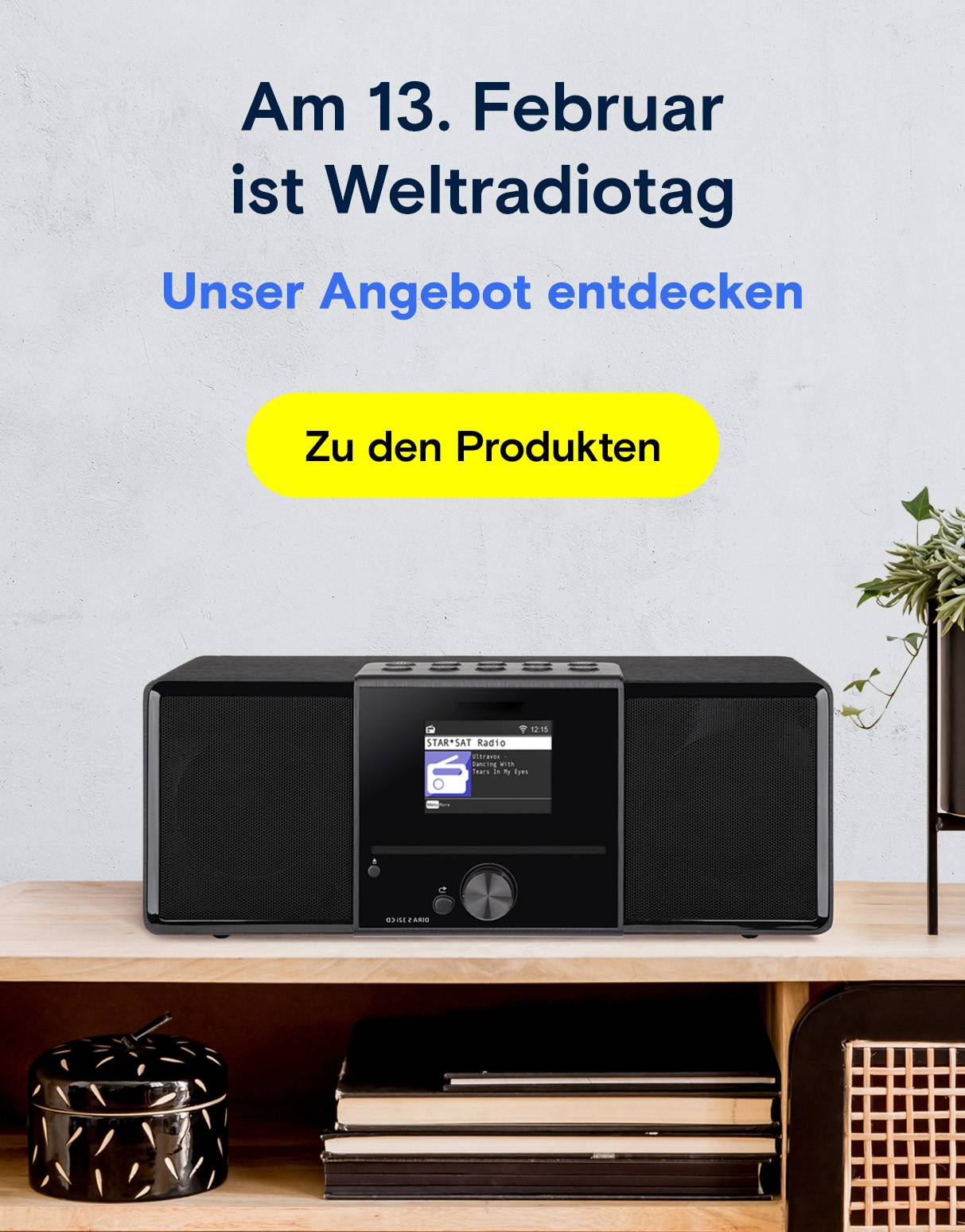 Modernes Digitalradio auf Sideboard. Start ins digitale Zeitalter.
