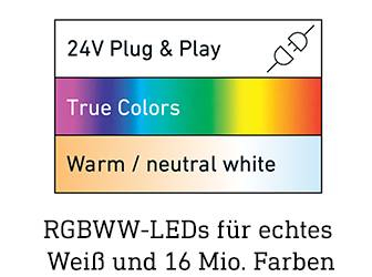RGBWW-LEDs für echtes Weiß und 16 Mio. Farben