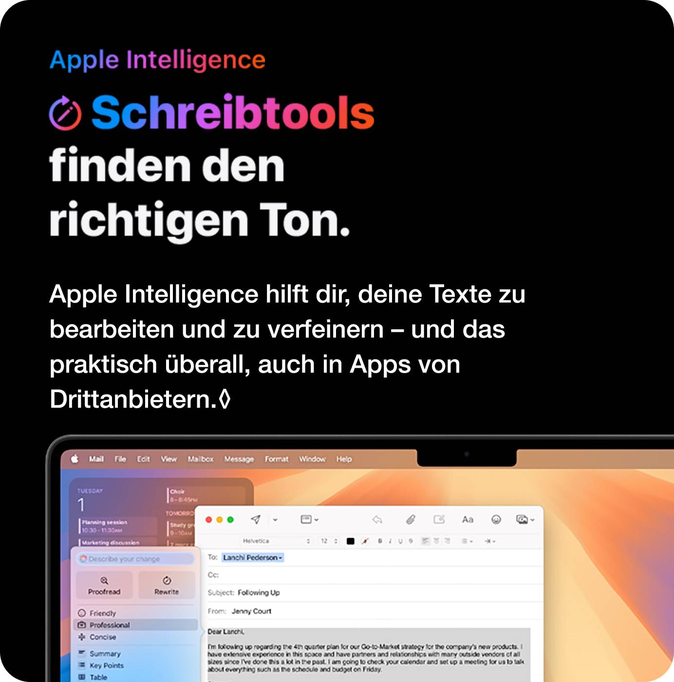 Apple Intelligence. Schreibtools finden den richtigen Ton