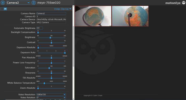 Raspberry Pi Software MotionEyeOS