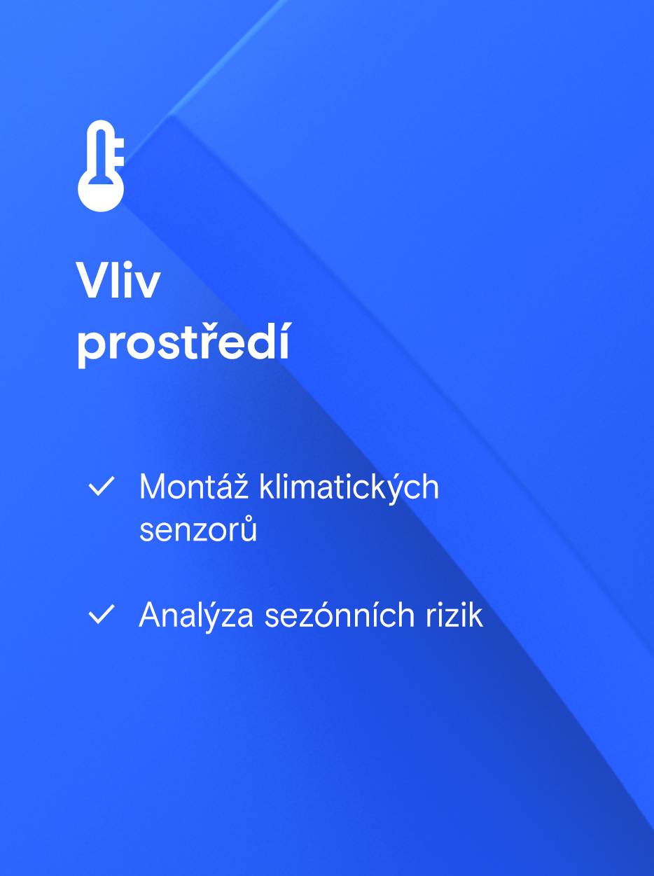 Obdélníkové tlačítko se symbolem teploměru, vedle něj text „Environmental influences“ a tři seznamy se zaškrtávátky.