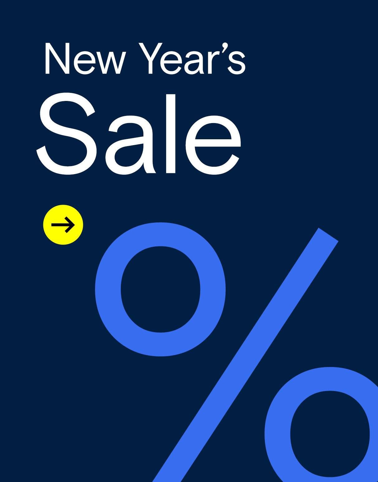 Text: New Year's Sale mit blauen Prozentzeichen