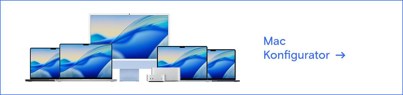Gruppenbild verschiedener Macs. Weiterleitung zum Mac Konfigurator