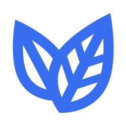 Blaues Symbol mit zwei sich überlappenden Blättern