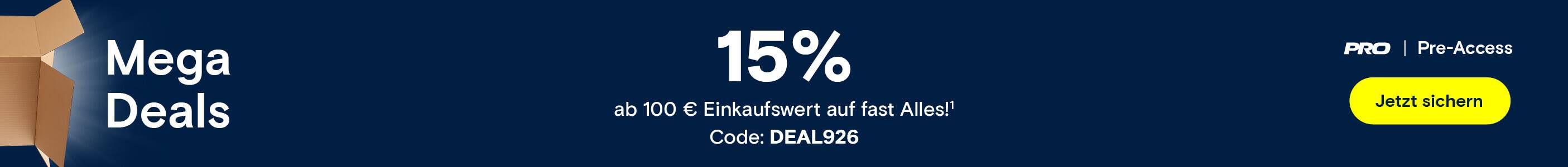 15% ab 100€ Einkaufswert auf fast Alles! ¹