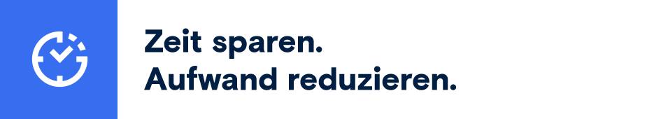 Ein Symbol einer Uhr auf einem hellblauen Quadrat.