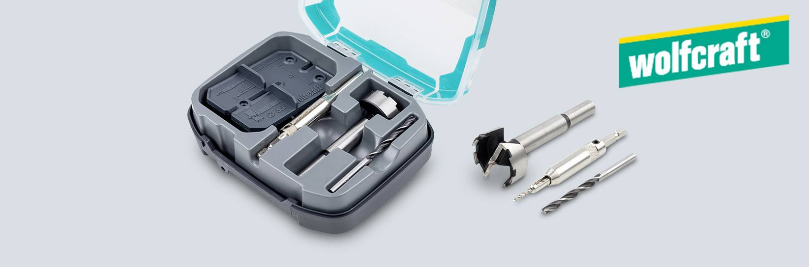 Ein Wolfcraft Bohrer-Set und Bohrer