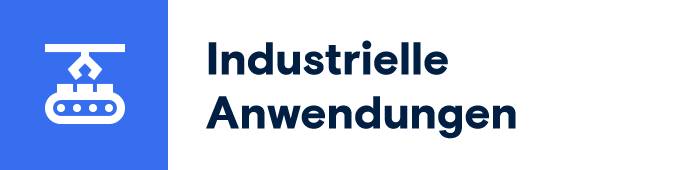 Weißes Symbol eines Förderbandes auf blauem Quadrat.