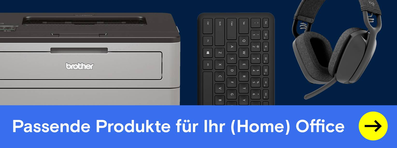 Drucker, Tastatur, Kopfhörer. Passende Produkte für Ihr (Home) Office.