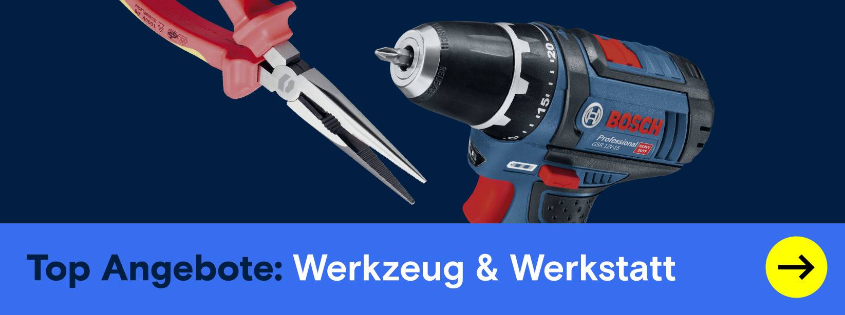 Zange und Bohrschrauber. Top Angebote Werkzeug.