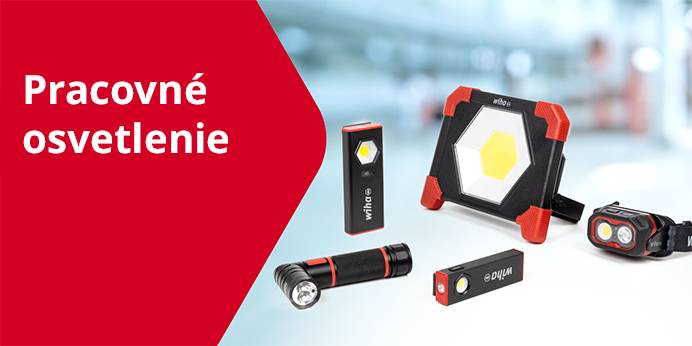 Pracovné svetlá Wiha, rôzne modely zoradené za sebou.