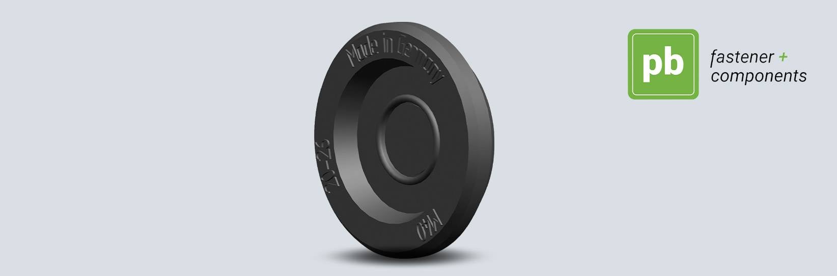 PB: Schwarze Dichtungskappe und Logo "pb fastener".