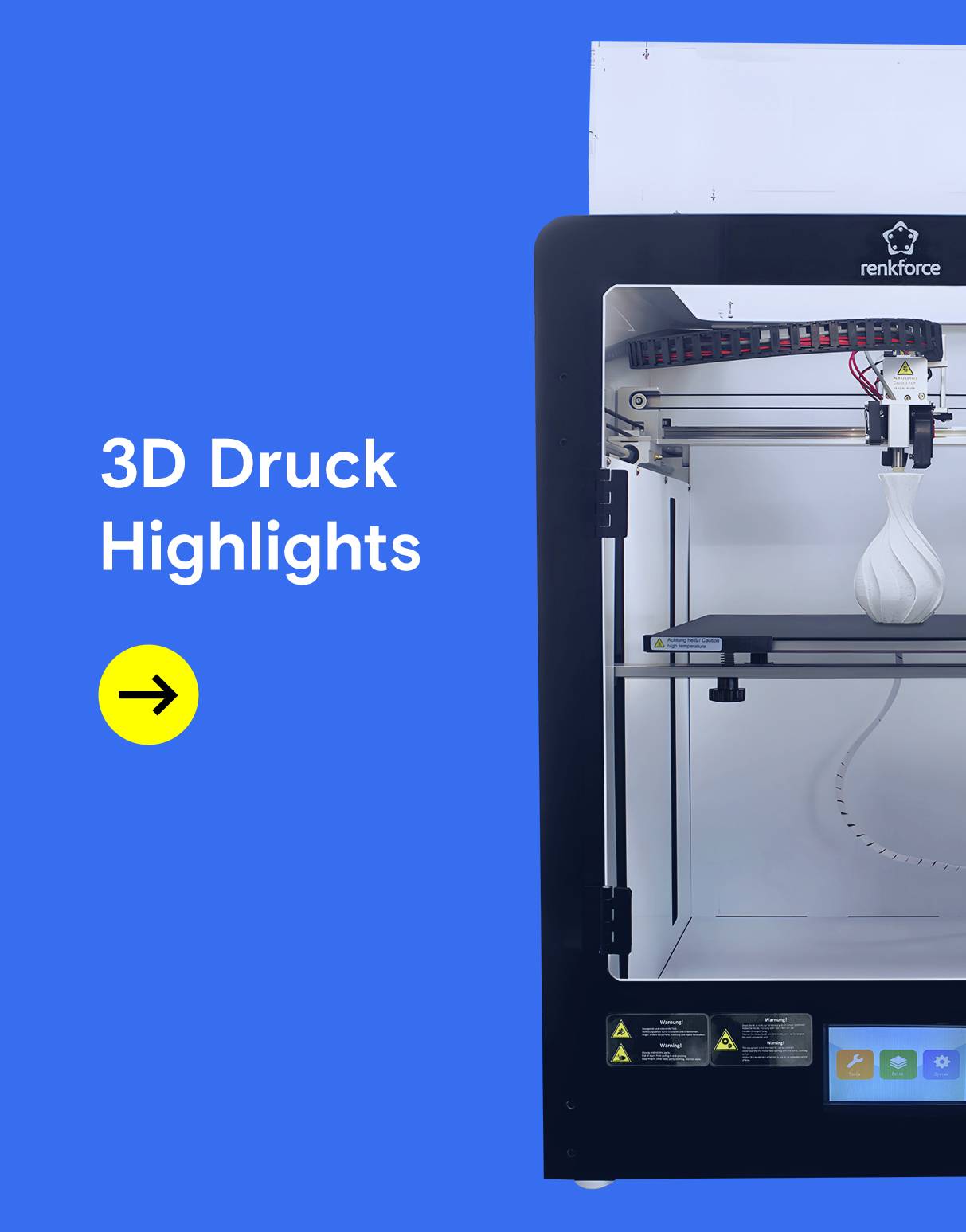 3D Druck Highlights: 3D Drucker druckt eine Vase.
