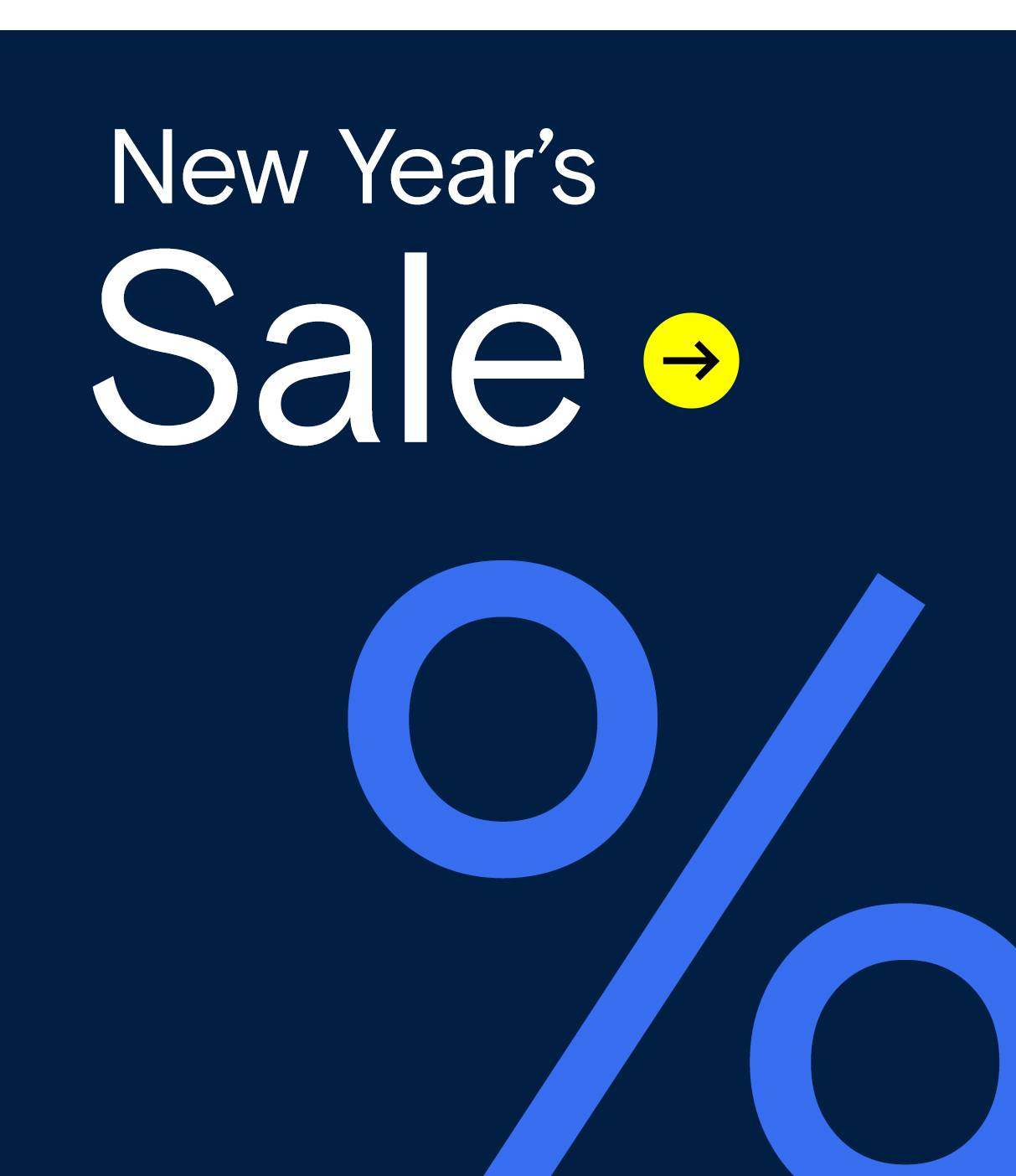 Text: New Year's Sale mit blauen Prozentzeichen
