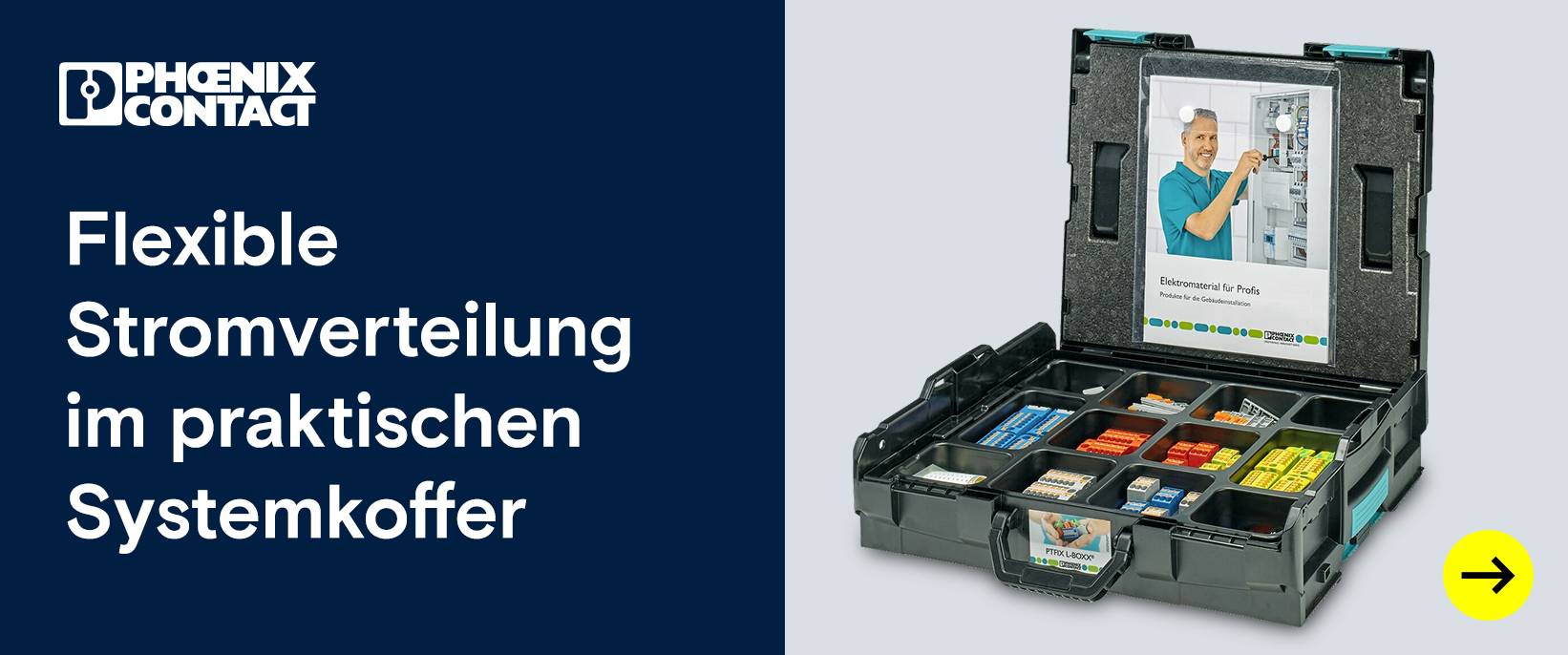 Phoenix Contact Systemkoffer mit Installationsmaterial.