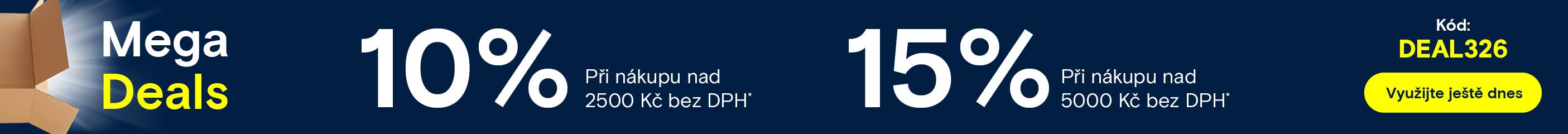 Časově omezená nabídka - 10 % Při nákupu nad 2500 Kč bez DPH - 15 % Při nákupu nad 5000 Kč bez DPH