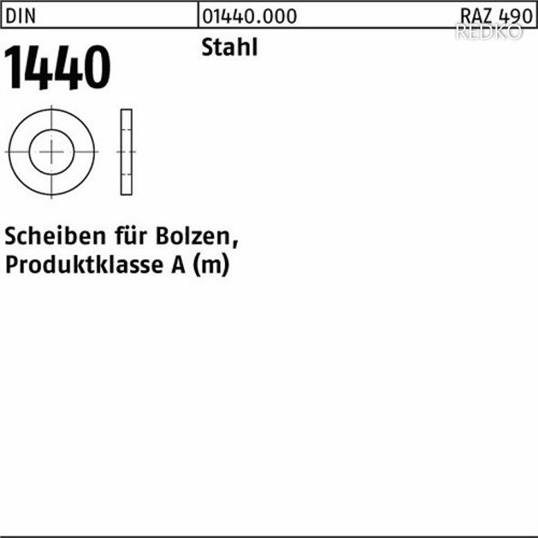 DIN 1440 Stahl galvanisch verzinkt gelb Scheiben für Bolzen Produktklasse A m