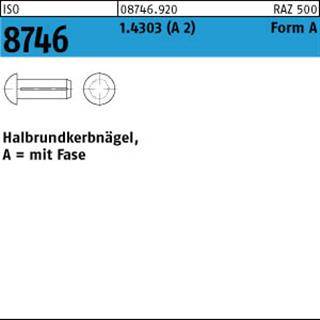 DIN1476 3x 6 Edelstahl A1 1.4303 Halbrundkerbnagel