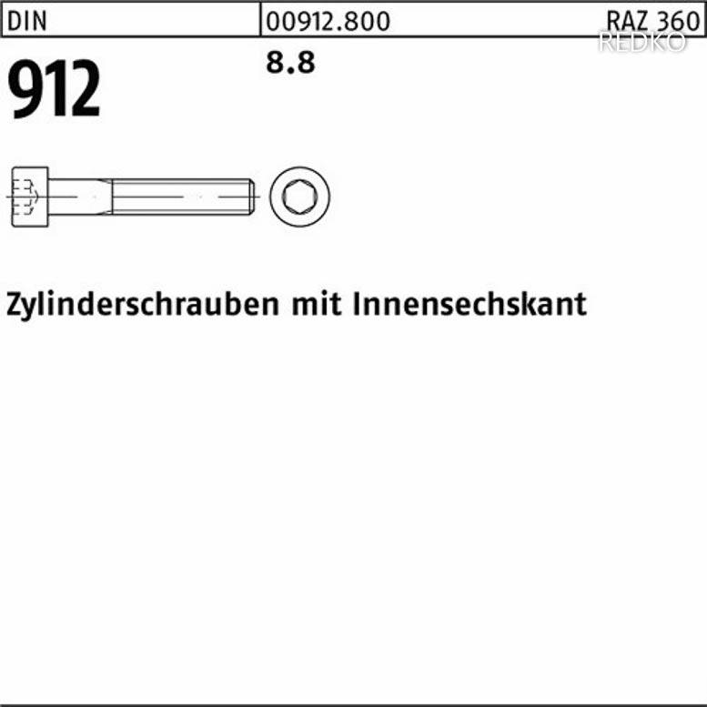 verzinkt 25 St/ück Zylinderschraube DIN 912 Stahl 10.9 galv M 24 x 60