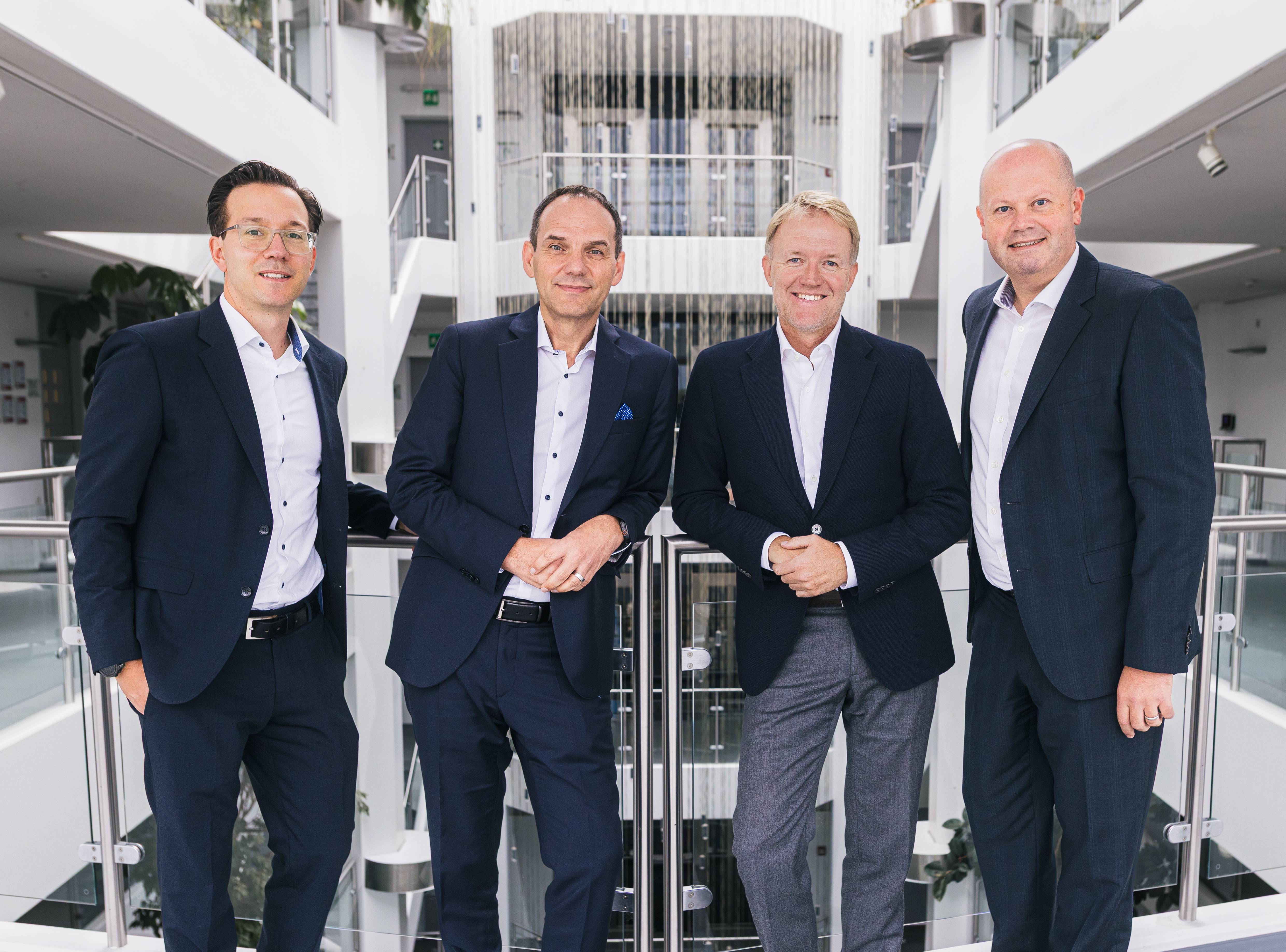 Klarer Kundenfokus – die Geschäftsführung von Conrad Electronic:  Dr. Sebastian Dehnen, Ralf Bühler, Dr. Daniel Saga und Guy Dann (v.l.n.r.)