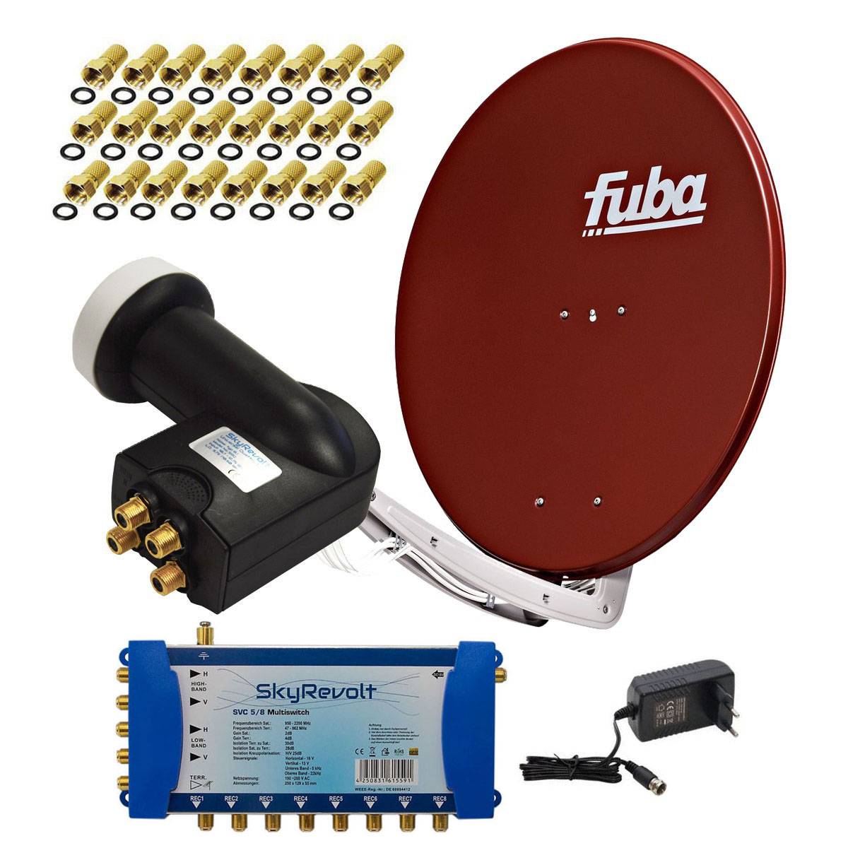 Twin LNB Sat Spiegel HDTV Fuba DAA 650 W weiss HD Sat Anlage 2 Teilnehmer 65cm