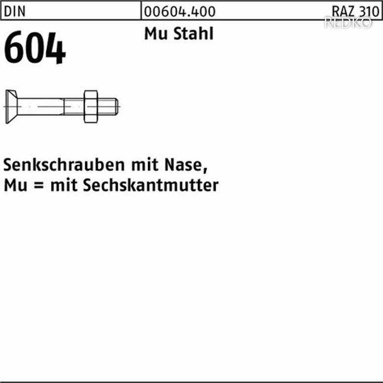Senkschrauben Mit Nase DIN 604 Mu 4 6 Stahl Blank Schrauben Heimwerker 