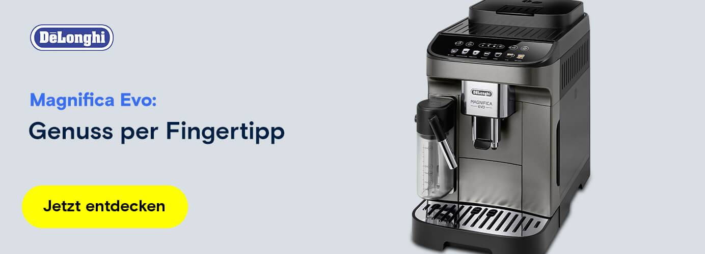 DeLonghi Magnifica Evo Kaffeemaschine für einfachen Genuss auf Knopfdruck.