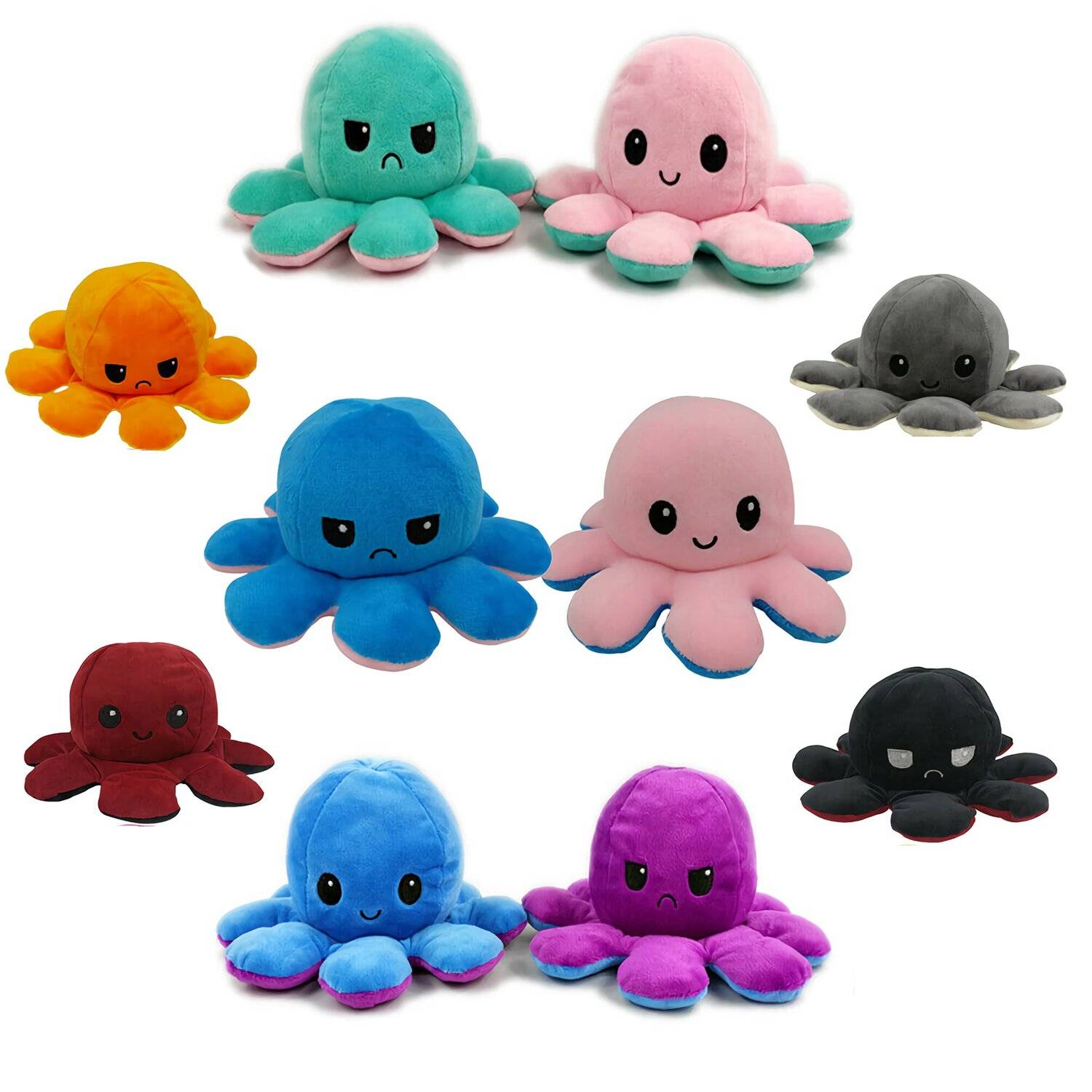 Wende Oktopus Octopus Pluschtier Doppelseitiges Kuscheltier Krake Tintenfisch Kinderspielzeug Wendepuppe Grun Schwarz Kaufen