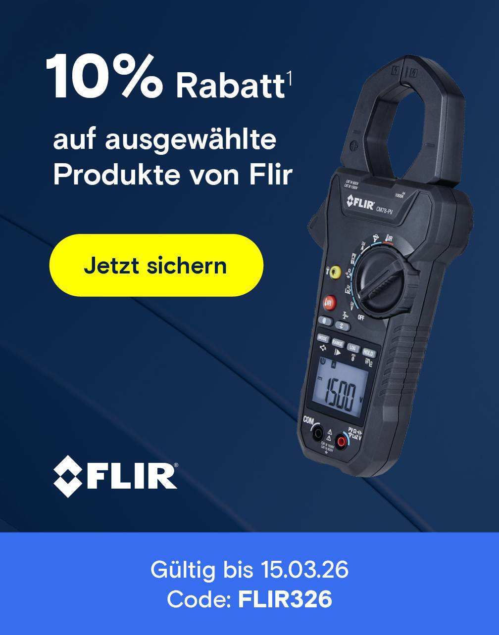 Flir Messgerät. Text: 10% Rabatt. Code: FLIR326.
