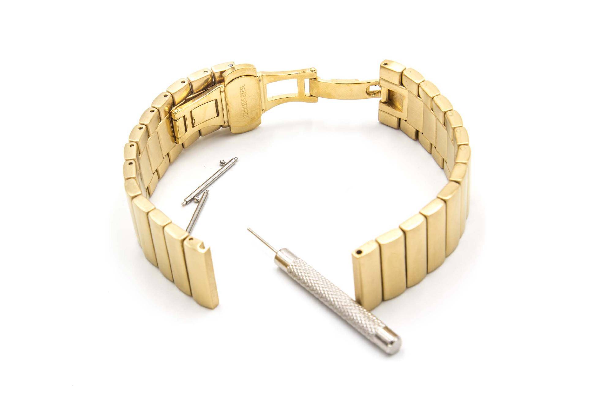 vhbw Ersatz Armband kompatibel mit Fossil Q Founder 2,0 Fitnessuhr,  Smartwatch - 17,5 cm Edelstahl gold kaufen