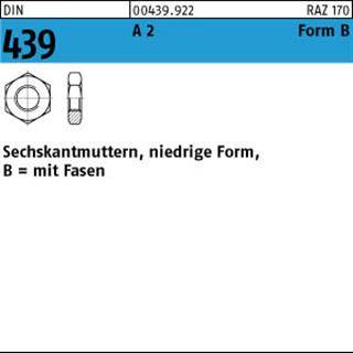 Sechskantmuttern DIN 439 niedrige Form EDELSTAHL A2 BM M1,6 M8