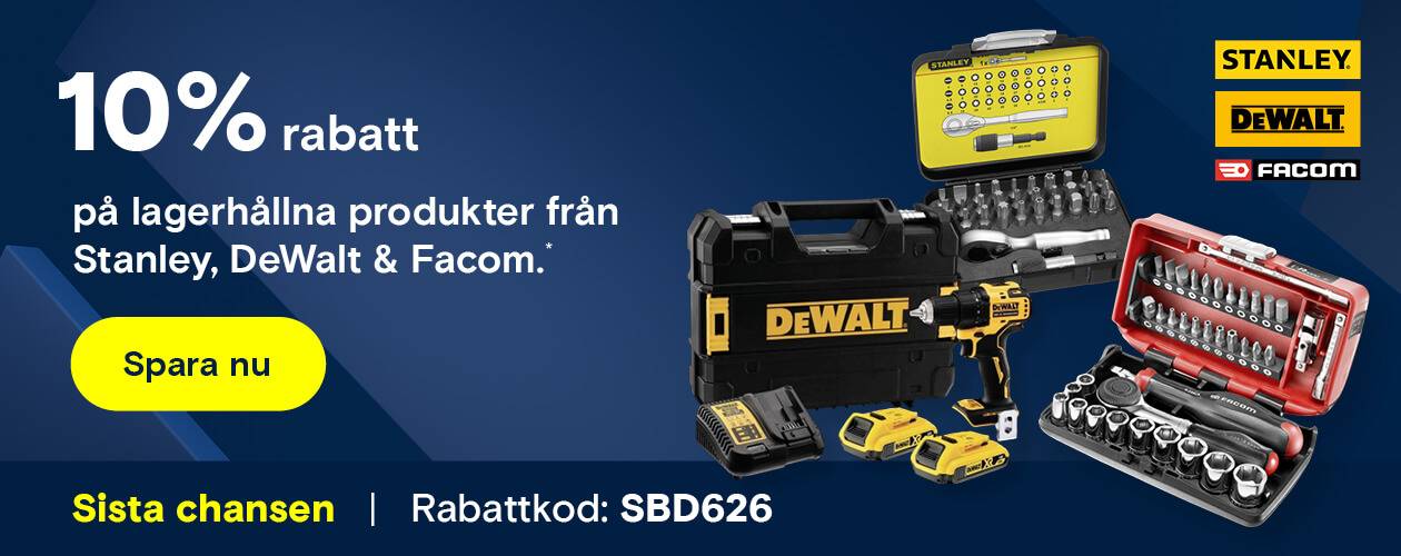 Sista chansen: 10% rabatt på Stanley, DeWalt & Facom