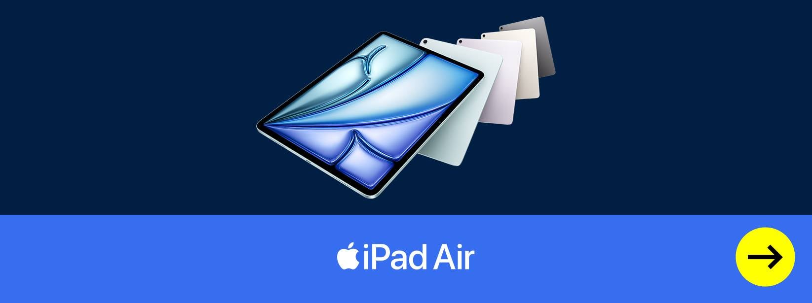 Apple iPad Air: Fächer aus Tablets in verschiedenen Farben.