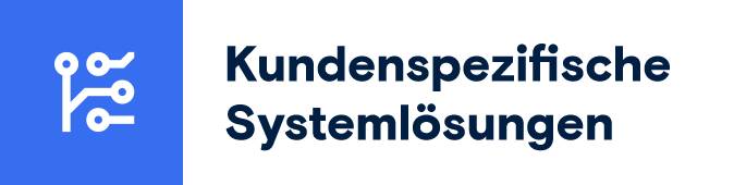 Symbol mit abstrakter Leiterplatte auf blauem Quadrat.