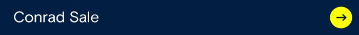Ein dunkelblauer Banner zeigt „Conrad-Sale“ mit einem gelben Pfeil nach rechts.. Linkt zur Seite Conrad Sale