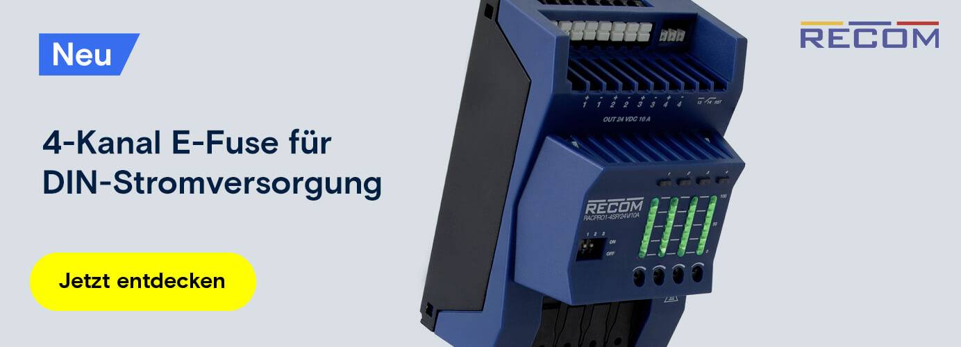 RECOM - 4-Kanal E-Fuse für DIN-Stromversorgung