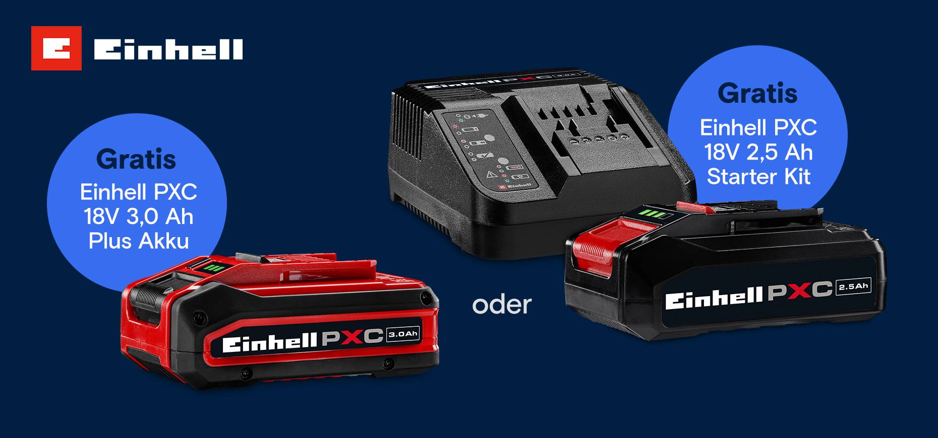 Sie haben die Wahl: 2,5 Ah Starter-Kit oder 3,0 Ah Einzel-Akku gratis sichern