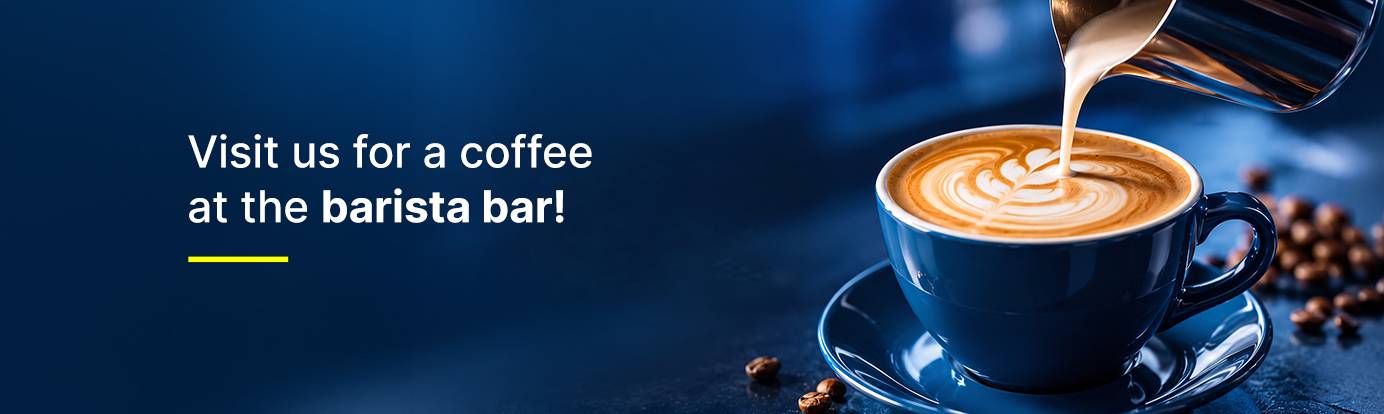 Come visit us for a cup of coffee at the barista bar!