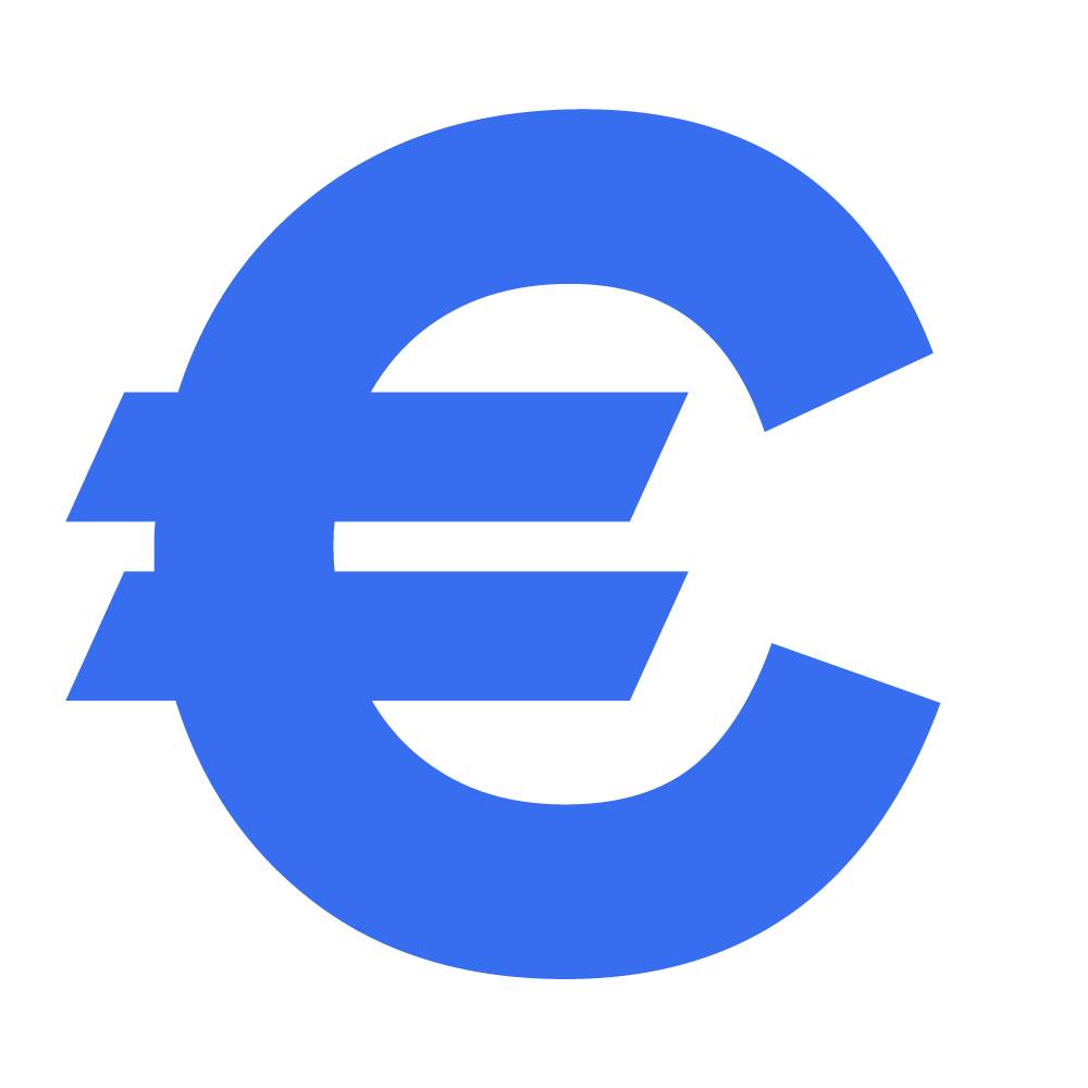 Simbolo dell'euro su sfondo blu scuro.