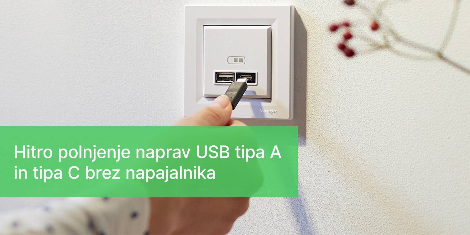 Hitro polnjenje naprav USB tipa A in tipa C brez napajalnika